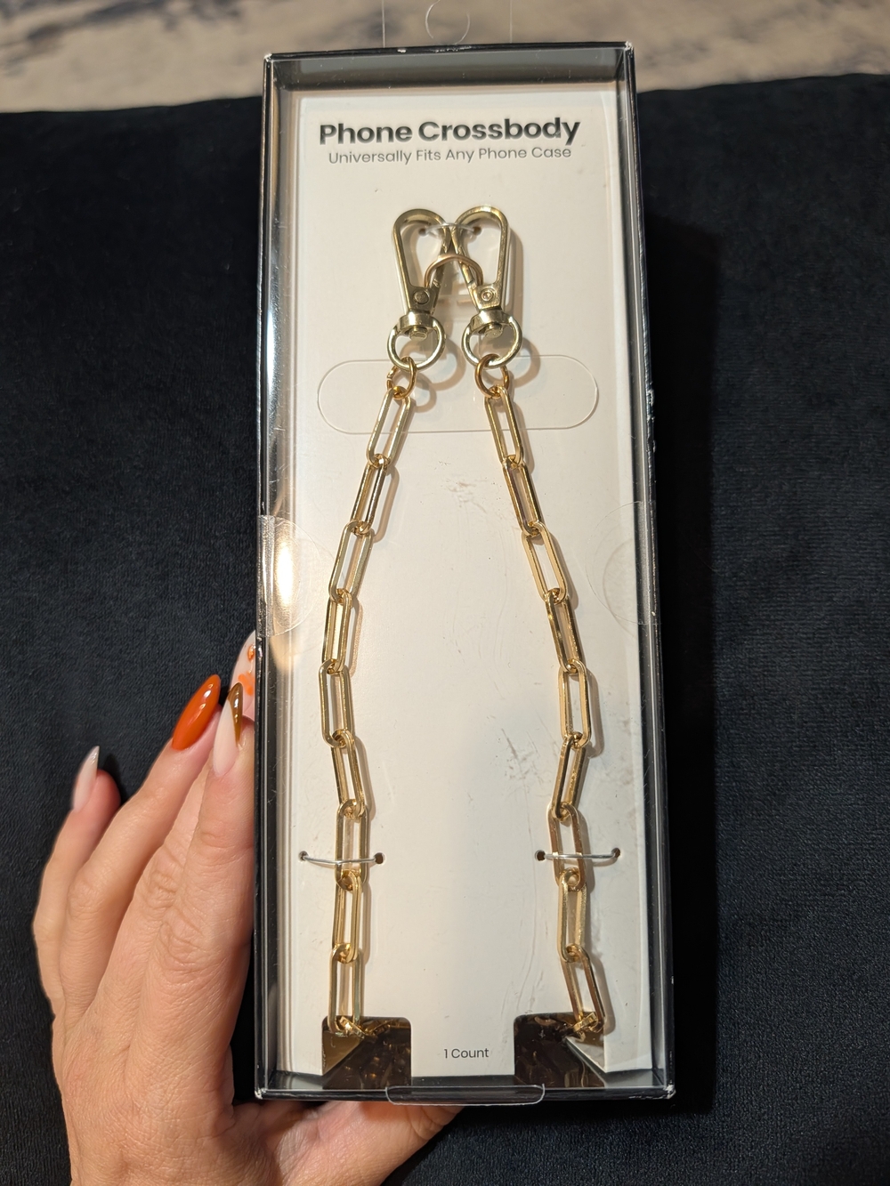 Gold Tone Phone Crossbody Chain Strap